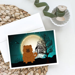 Halloween Scary Chow Chow Red Greeting Cards And Envelopes Pack Of 8