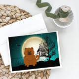 Halloween Scary Chow Chow Red Greeting Cards And Envelopes Pack Of 8
