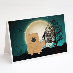 Halloween Scary Chow Chow Cream Greeting Cards And Envelopes Pack Of 8
