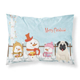 Caroline'S Treasures Merry Christmas Carolers Pug Cream Fabric Standard Pillowcase Bb2335Pillowcase, Multicolor
