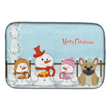 Caroline'S Treasures Merry Christmas Carolers French Bulldog Cream Dish Drying Mat, 14 X 21
