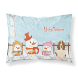 Caroline'S Treasures Merry Christmas Carolers Basset Hound Fabric Standard Pillowcase Bb2352Pillowcase, Multicolor