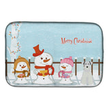 Caroline'S Treasures Merry Christmas Carolers Miniature Schanuzer White Dish Drying Mat, 14 X 21
