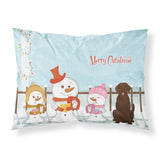 Caroline'S Treasures Merry Christmas Carolers Chocolate Labrador Fabric Standard Pillowcase Bb2387Pillowcase, Multicolor