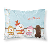 Caroline'S Treasures Merry Christmas Carolers Irish Water Spaniel Fabric Standard Pillowcase Bb2394Pillowcase, Multicolor
