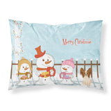 Caroline'S Treasures Merry Christmas Carolers Papillon Red White Fabric Standard Pillowcase Bb2409Pillowcase, Multicolor