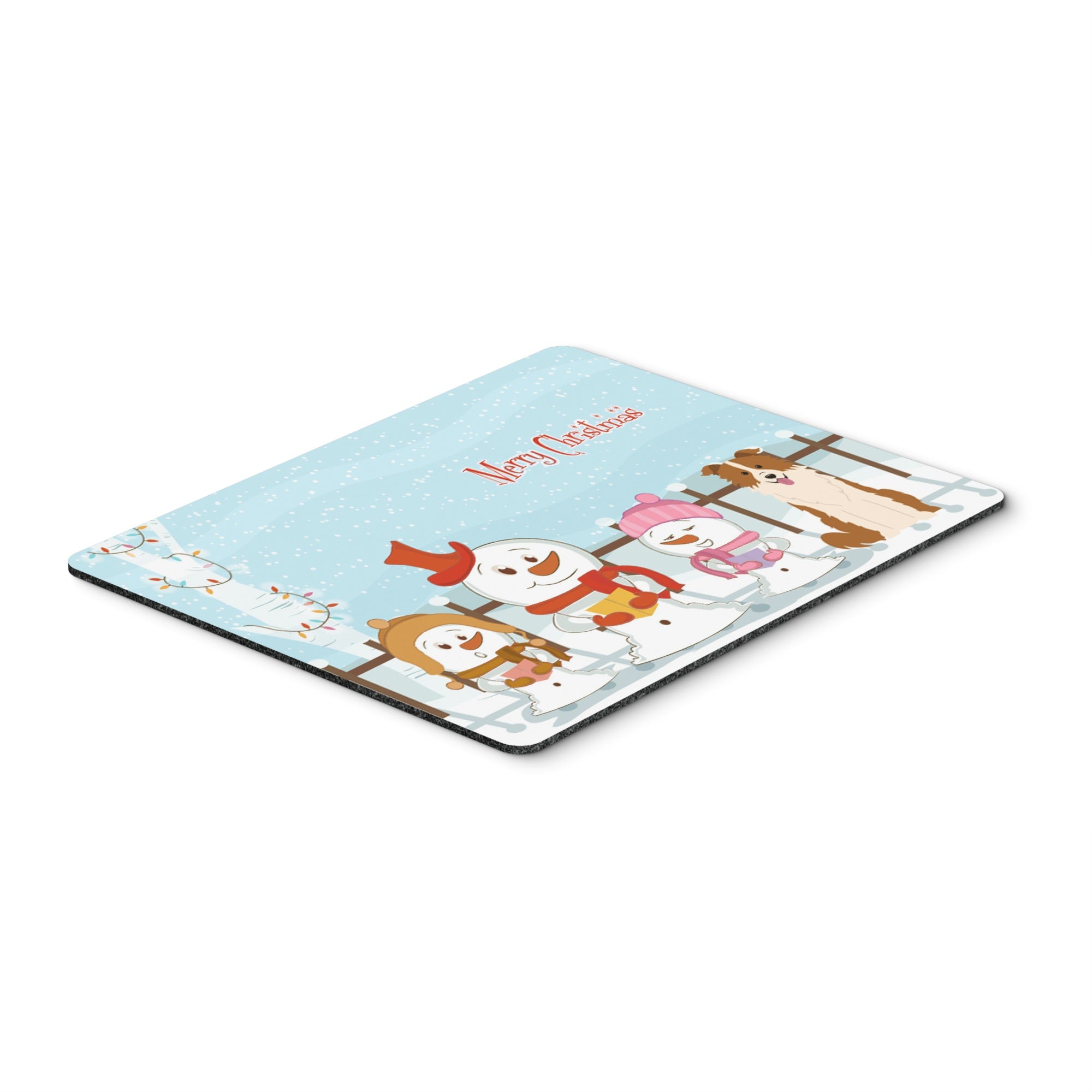 Caroline'S Treasures Merry Christmas Border Collie Red White Mouse Pad, Multicolor, 7.75X9.25 (Bb2450Mp)