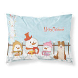 Caroline'S Treasures Merry Christmas Carolers Border Collie Red White Fabric Standard Pillowcase Bb2450Pillowcase, Multicolor,