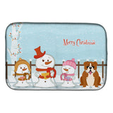 Caroline'S Treasures Merry Christmas Carolers English Bulldog Red White Dish Drying Mat, 14 X 21
