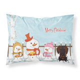 Caroline'S Treasures Merry Christmas Carolers Wire Haired Dachshund Chocolate Fabric Standard Pillowcase Bb2460Pillowcase, Mul