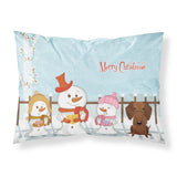 Caroline'S Treasures Christmas Carolers Merry Dachshund Red Brown Fabric Standard Pillowcase Bb2461Pillowcase