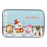Caroline'S Treasures Merry Christmas Carolers Bull Terrier Brindle Dish Drying Mat, 14 X 21