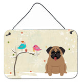 Caroline'S Treasures Christmas Presents Friends Pug Brown Wall Or Door Hanging Prints Bb2477Ds812, 8 X 12