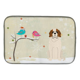 Caroline'S Treasures Christmas Presents Between Friends Saint Bernard Dish Drying Mat, 14 X 21