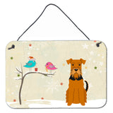 Caroline'S Treasures Christmas Presents Friends Airedale Wall Or Door Hanging Prints Bb2513Ds812, 8 X 12