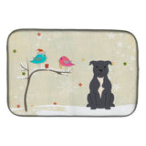 Caroline'S Treasures Christmas Presents Between Friends Staffordshire Bull Terrier Dish Drying Mat, 14 X 21