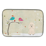 Caroline'S Treasures Christmas Presents Between Friends Poodle White Dish Drying Mat, 14 X 21