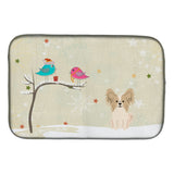Caroline'S Treasures Christmas Presents Between Friends Papillon Sable White Dish Drying Mat, 14 X 21