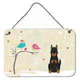 Caroline'S Treasures Christmas Presents Between Friends Beauce Shepherd Dog Wall Or Door Hanging Prints Bb2552Ds812, 8 X 1