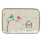 Caroline'S Treasures Christmas Presents Between Friends Shih Tzu Silver White Dish Drying Mat, 14 X 21