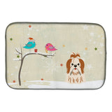 Caroline'S Treasures Christmas Presents Between Friends Shih Tzu Red White Dish Drying Mat, 14 X 21