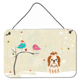 Caroline'S Treasures Christmas Presents Between Friends Shih Tzu Red White Wall Or Door Hanging Prints Bb2559Ds812, 8 X 12