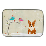 Caroline'S Treasures Christmas Presents Between Friends Corgi Dish Drying Mat, 14 X 21