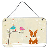 Caroline'S Treasures Christmas Presents Friends Corgi Wall Or Door Hanging Prints Bb2572Ds812, 8 X 12