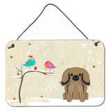 Caroline'S Treasures Christmas Presents Between Friends Pekingnese Tan Wall Or Door Hanging Prints Bb2574Ds812, 8 X 12