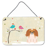 Caroline'S Treasures Christmas Presents Between Friends Pekingnese Red White Wall Or Door Hanging Prints Bb2575Ds812, 8 X