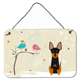 Caroline'S Treasures Christmas Presents Between Friends English Toy Terrier Wall Or Door Hanging Prints Bb2581Ds812, 8 X 1