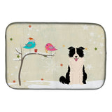 Caroline'S Treasures Christmas Presents Between Friends Border Collie Black White Dish Drying Mat, 14 X 21