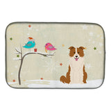 Caroline'S Treasures Christmas Presents Between Friends Border Collie Red White Dish Drying Mat, 14 X 21