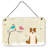 Caroline'S Treasures Christmas Presents Friends Border Collie Red White Wall Or Door Hanging Prints Bb2591Ds812, 8 X 12,