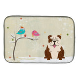 Caroline'S Treasures Christmas Presents Between Friends English Bulldog Brindle White Dish Drying Mat, 14 X 21