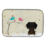 Caroline'S Treasures Christmas Presents Between Friends Wire Haired Dachshund Black Tan Dish Drying Mat, 14 X 21