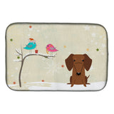 Caroline'S Treasures Christmas Presents Between Friends Dachshund Red Brown Dish Drying Mat, 14 X 21