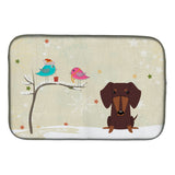 Caroline'S Treasures Christmas Presents Between Friends Dachshund Chocolate Dish Drying Mat, 14 X 21
