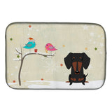Caroline'S Treasures Christmas Presents Between Friends Dachshund Black Tan Dish Drying Mat, 14 X 21