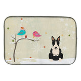 Caroline'S Treasures Christmas Presents Between Friends Bull Terrier Black White Dish Drying Mat, 14 X 21