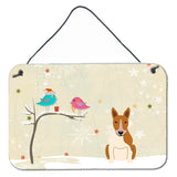 Caroline'S Treasures Christmas Presents Friends Bull Terrier Red White Wall Or Door Hanging Prints Bb2607Ds812, 8 X 12