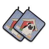 Caroline'S Treasures Dog House Collection Pug Cream Pair Of Pot Holders Bb2758Pthd, 7.5Hx7.5W, Multicolor