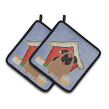 Caroline'S Treasures Dog House Collection Pug Brown Pair Of Pot Holders Bb2759Pthd, 7.5Hx7.5W, Multicolor
