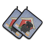 Caroline'S Treasures Dog House Collection Pug Black Pair Of Pot Holders Bb2760Pthd, 7.5Hx7.5W, Multicolor