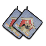 Caroline'S Treasures Dog House Collection French Bulldog Cream Pair Of Pot Holders Bb2764Pthd, 7.5Hx7.5W, Multicolor