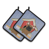 Caroline'S Treasures Dog House Collection French Bulldog Brown Pair Of Pot Holders Bb2767Pthd, 7.5Hx7.5W, Multicolor