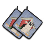 Caroline'S Treasures Dog House Collection Mastiff White Pair Of Pot Holders Bb2771Pthd, 7.5Hx7.5W, Multicolor