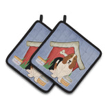 Caroline'S Treasures Dog House Collection Basset Hound Pair Of Pot Holders Bb2775Pthd, 7.5Hx7.5W, Multicolor