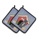 Caroline'S Treasures Dog House Collection Staffordshire Bull Terrier Blue Pair Of Pot Holders Bb2800Pthd, 7.5Hx7.5W, Multicolo
