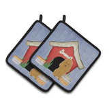 Caroline'S Treasures Dog House Collection Poodle Tan Pair Of Pot Holders Bb2823Pthd, 7.5Hx7.5W, Multicolor